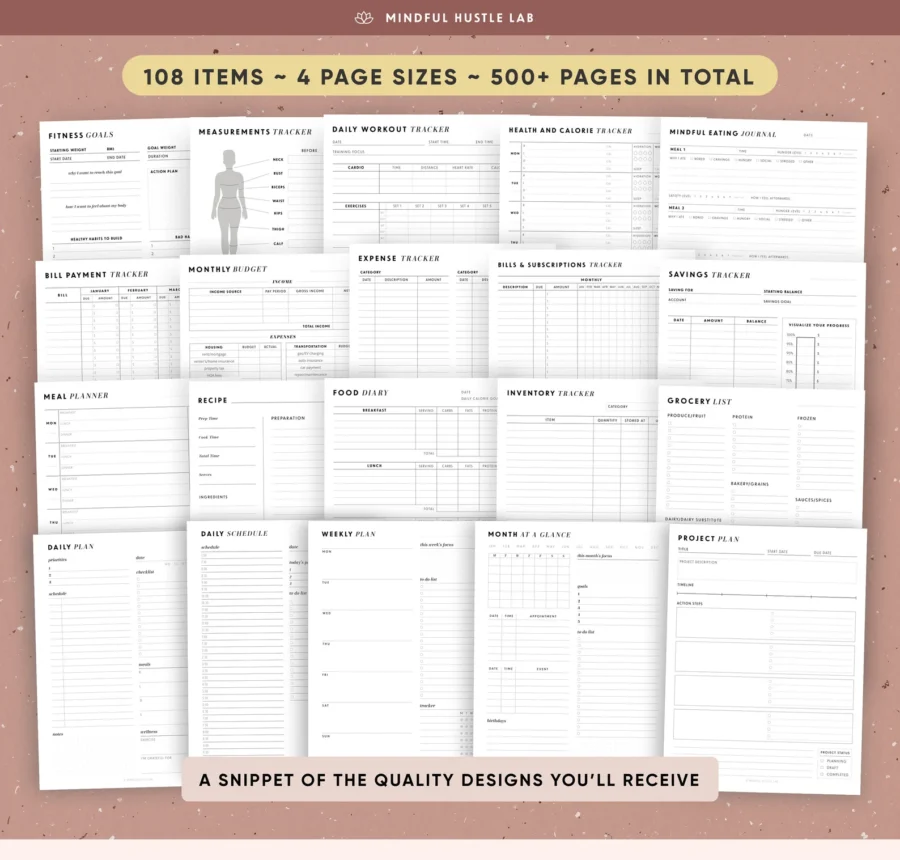 Printable Planner 5in1 Bundle Digital Planner Boutique